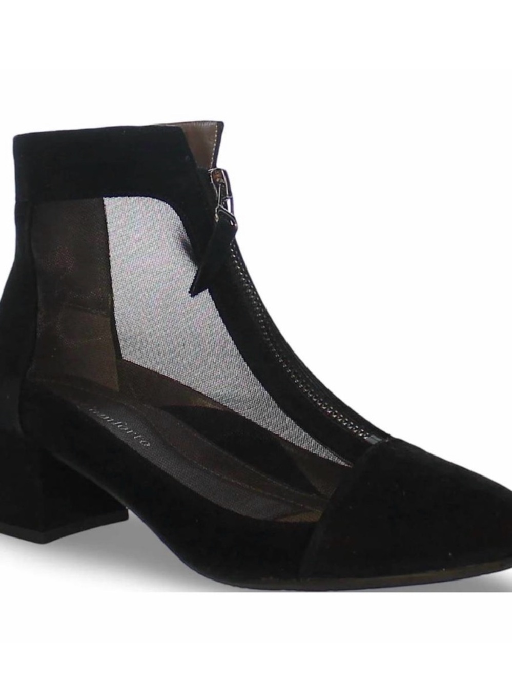 Bella Comforto - Runa Black Mesh Zip Block Heel booties